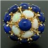 Image 3 : 14k Yellow Gold Opal & Lapis Flower Cluster Dome Cocktail Ring