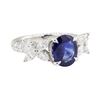 Image 1 : 2.55 ctw Sapphire and Diamond Ring - Platinum