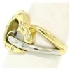 Image 2 : Estate 18k Two Tone Gold 0.12 ctw Round Cut Diamond Open Interlocking Heart Ring