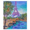 Image 1 : Yana Rafael, "River by the Eiffel" Hand Signed Original Painting on Canvas with