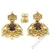 Image 1 : Vintage Victorian Revival 14K Yellow Gold 2.8 ctw Oval Garnet Open Dangle Earrin