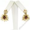 Image 2 : Vintage Victorian Revival 14K Yellow Gold 2.8 ctw Oval Garnet Open Dangle Earrin