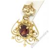 Image 3 : Vintage Victorian Revival 14K Yellow Gold 2.8 ctw Oval Garnet Open Dangle Earrin