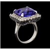 Image 4 : GIA Cert 17.69 ctw Tanzanite and Diamond Ring - 14KT White Gold