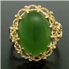 Image 6 : 14k Yellow Gold Prong Set Cabochon Olive Green Nephrite Jade Twisted Wire Ring