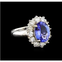 14KT White Gold 3.35 ctw Tanzanite and Diamond Ring