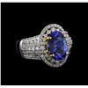 Image 1 : 14KT Two-Tone Gold 4.12 ctw Tanzanite and Diamond Ring