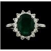 Image 2 : 3.32 ctw Emerald and Diamond Ring - 14KT White Gold