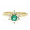 Image 1 : Quality 18k Solid Gold 1.06 ctw Emerald RARE Pear Diamond Halo Cocktail Ring