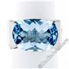 Image 4 : Estate 14kt White Gold Oval Checkerboard Blue Topaz Ring