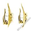 Image 4 : Vintage 14kt Yellow Gold Pearl Florentine Open Leaf Clip On Earrings