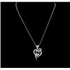 Image 1 : 3.52 ctw Aquamarine and Diamond Pendant With Chain - 14KT White Gold