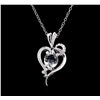 Image 2 : 3.52 ctw Aquamarine and Diamond Pendant With Chain - 14KT White Gold