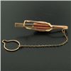 Image 3 : Men's  18k Rose Gold Cabochon Red Ox Blood Coral Tie Clasp w/ Button Loop
