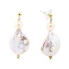Image 2 : Baroque Coin Pearl Earring - 14KT Yellow Gold Plated