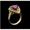 Image 4 : GIA C 5.98 ctw Ruby and Diamond Ring - 14KT Yellow Gold