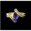 Image 2 : 14KT Yellow Gold 0.99 ctw Tanzanite and Diamond Ring