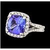 Image 1 : 5.90 ctw Tanzanite and Diamond Ring - 14KT White Gold
