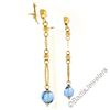 Image 4 : 14kt Yellow Gold Briolette Cut Blue Topaz Bead Long Textured Dangle Earrings