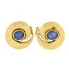 Vintage 14kt Yellow Gold Oval Blue Star Sapphire Florentine Swirl Cuff Links