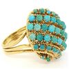 Image 4 : Vintage Large 18k Yellow Gold 50 Natural Round Turquoise Wire Dome Cocktail Ring