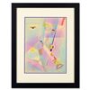 Image 1 : Neal Doty (1941-2016), "Flower Child" Framed Unique Variation Mixed Media Linocu