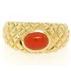 Image 2 : 14k Yellow Gold Oval Cabochon Bezel Set Coral Domed Quilted Texture Ring