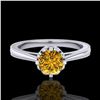 Image 2 : 0.81 ctw Intense Fancy Yellow Diamond Art Deco Ring 18k White Gold - REF-127H3R