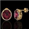 Image 2 : 20 ctw Garnet & Micro Pave VS/SI Diamond Earrings 18k Yellow Gold - REF-118N2F