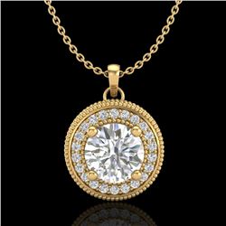 1.25 ctw VS/SI Diamond Solitaire Art Deco Necklace 18k Yellow Gold - REF-218F2M