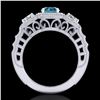 Image 3 : 2.16 ctw Intense Blue Diamond Art Deco 3 Stone Ring 18k White Gold - REF-270K9Y