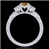 Image 3 : 1.41 ctw Intense Fancy Yellow Diamond Art Deco Ring 18k White Gold - REF-227F3M