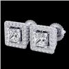 Image 1 : 2.25 ctw Princess VS/SI Diamond Micro Pave Stud Earrings 18k White Gold - REF-272W8H