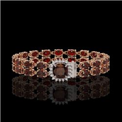 14.98 ctw Garnet & Diamond Bracelet 14K Rose Gold - REF-178G2W