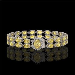 24.02 ctw Citrine & Diamond Bracelet 14K White Gold - REF-218Y2X