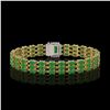 Image 3 : 18.41 ctw Jade & Diamond Bracelet 14K Yellow Gold - REF-318W2H