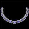 Image 1 : 50.67 ctw Tanzanite & Diamond Victorian Bracelet 14K White Gold - REF-2709M3G