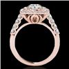 Image 2 : 2.3 ctw Certified Diamond Solitaire Halo Ring 10k Rose Gold - REF-286X4A