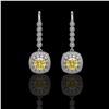 Image 1 : 4.1 ctw Canary Citrine & Diamond Victorian Earrings 14K White Gold - REF-124X4A