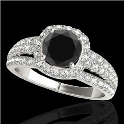2.25 ctw Certified VS Black Diamond Solitaire Halo Ring 10k White Gold - REF-79Y9X