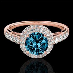 1.65 ctw SI Certified Fancy Blue Diamond Halo Ring 10k Rose Gold - REF-133G6W