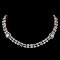 33.39 ctw Aquamarine & Diamond Necklace 14K Rose Gold - REF-527F3M