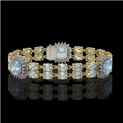 18.97 ctw Sky Topaz & Diamond Bracelet 14K Yellow Gold - REF-263N6F