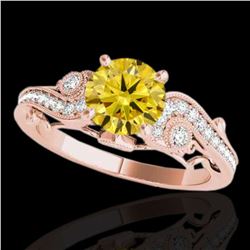 1.5 ctw Certified SI Intense Yellow Diamond Antique Ring 10k Rose Gold - REF-245M5G