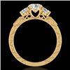 Image 1 : 1.41 ctw VS/SI Diamond Solitaire Art Deco 3 Stone Ring 18k Yellow Gold - REF-263A6N