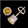 Image 3 : 3 ctw Intense Fancy Yellow Diamond Art Deco Earrings 18k Rose Gold - REF-349Y3X