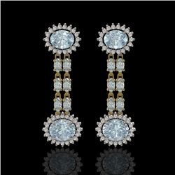 7.75 ctw Aquamarine & Diamond Earrings 14K Yellow Gold - REF-227H3R