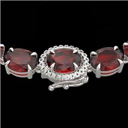 80 ctw Garnet & VS/SI Diamond Eternity Micro Necklace 14k White Gold - REF-236Y4X