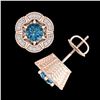 Image 3 : 1.51 ctw Fancy Intense Blue Diamond Art Deco Earrings 18k Rose Gold - REF-178A2N
