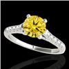 Image 1 : 1.2 ctw Certified SI/I Fancy Intense Yellow Diamond Ring 10k White Gold - REF-190H9R